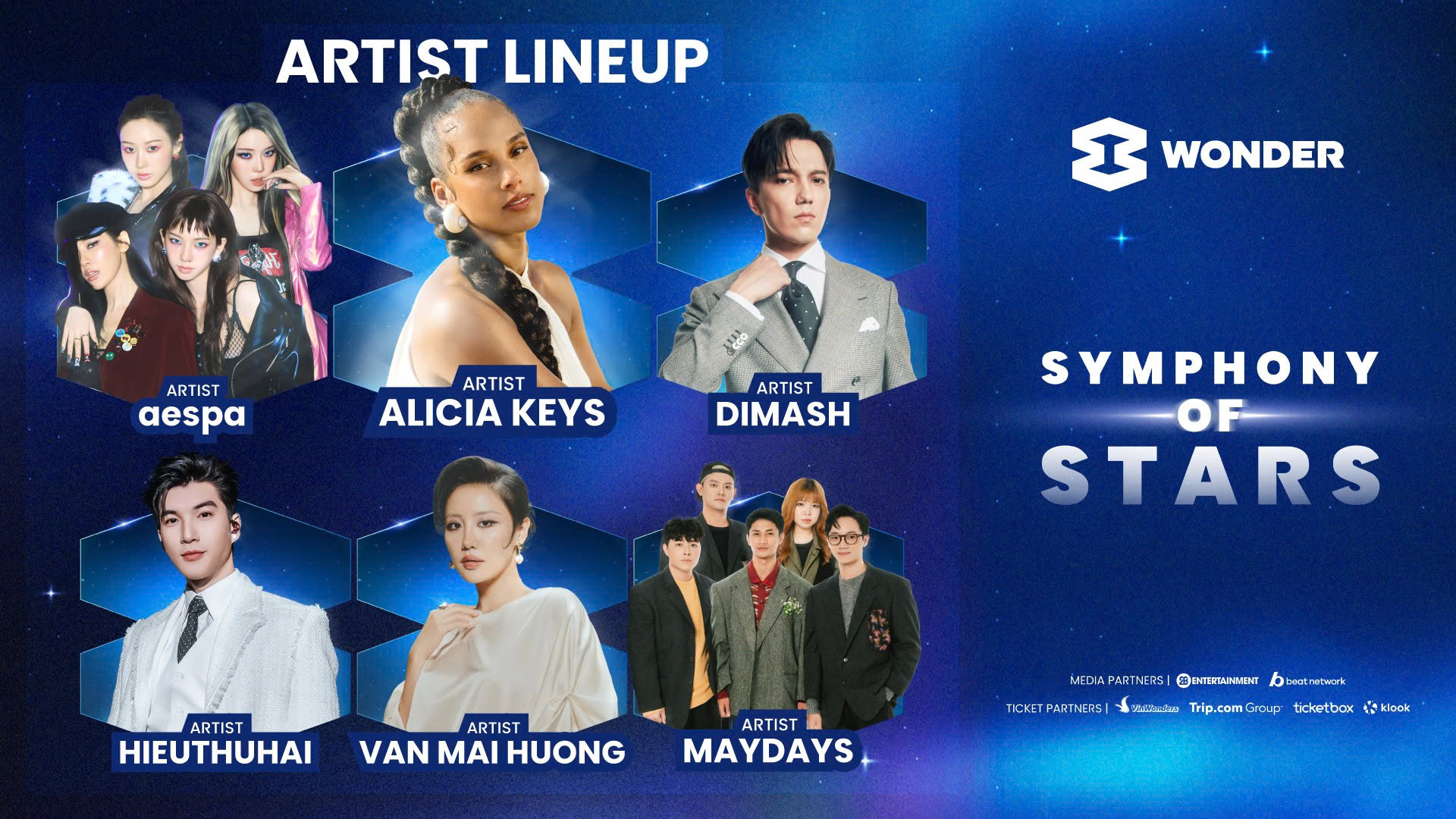 Dàn nghệ sĩ nổi tiếng thế giới gồm Alicia Keys, aespa, Dimash… tham gia 8Wonder Winter 2025 Alicia Keys, aespa, and Dimash Join Top Vietnamese Stars at 8Wonder Winter 2025