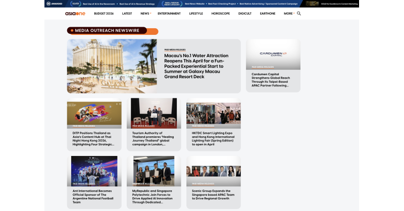 Media OutReach Newswire tiếp tục mở rộng phạm vi hoạt động tại Singapore và khu vực châu Á Thái Bình Dương thông qua hợp tác chiến lược với AsiaOne