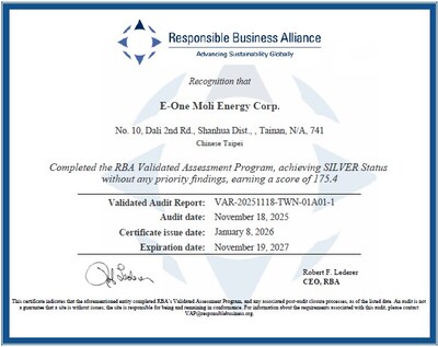 Molicel đạt chứng nhận RBA Hạng Bạc, thiết lập chuẩn mực mới cho sản xuất pin có đạo đức và bền vững Molicel Achieves RBA Silver Status, Setting a New Benchmark for Ethical Battery Manufacturing