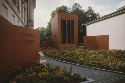 The Bathhouse by Kohler and Flamingo Estate set within the courtyard of the Padiglione d’Arte Contemporanea (Via Palestro, 14)