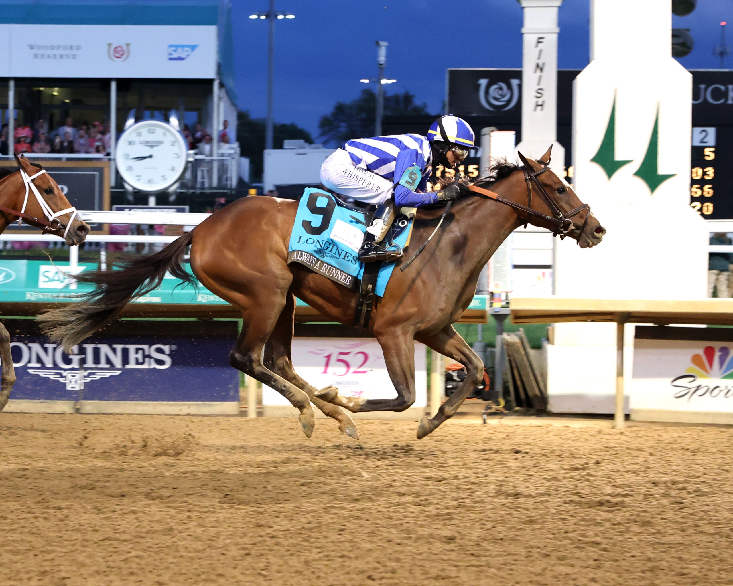 Always A Runner crosses the finish line at the 152nd Kentucky Oaks