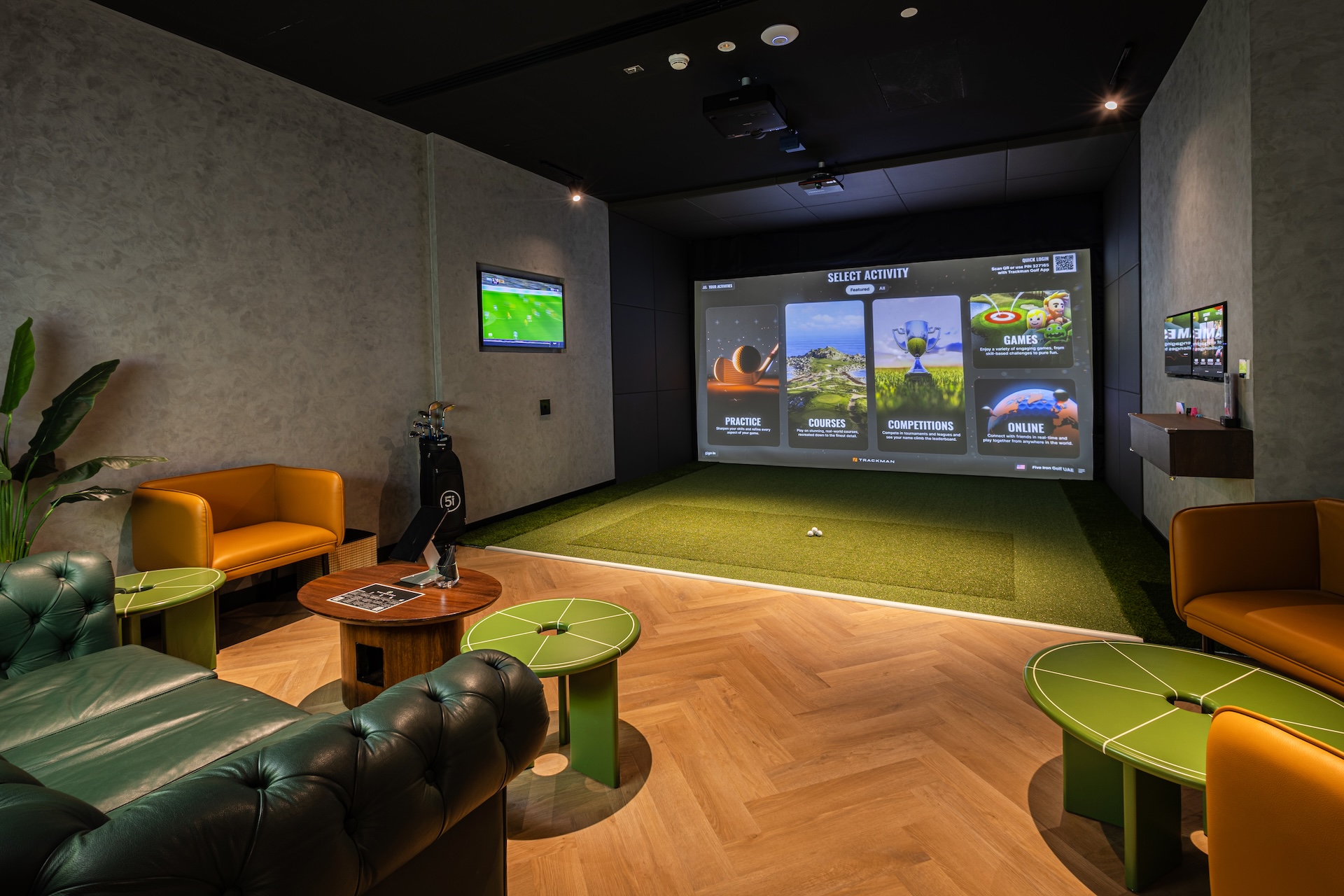 Private Simulator Room at Five Iron Golf Dubai Business Bay