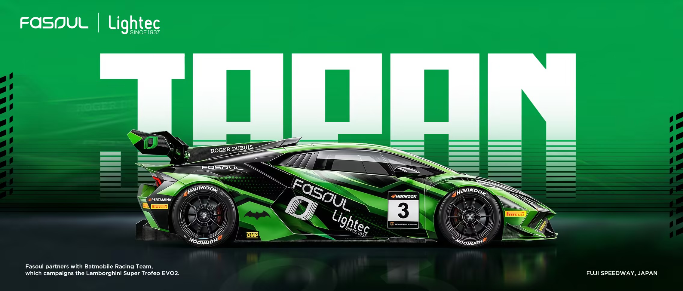 Batmobile Racing Unveils Bold New Livery With Fasoul & Lightec Partnership for Lamborghini Super Trofeo Asia at Fuji Speedway Fasoul